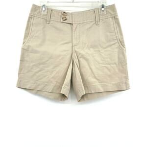 Eddie Bauer Size 4 Shorts Khaki Mid Rise Pockets Two Button Hiking Casual‎ Basic